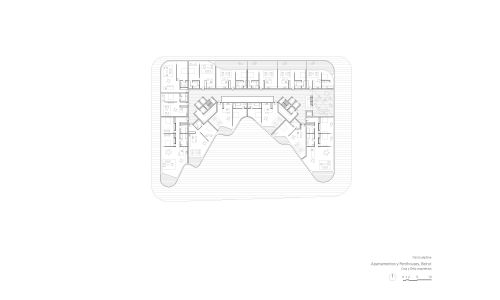 Apartamentos Penthoses en Beirut Diseño plano de planta séptima de Cruz y Ortiz Arquitectos