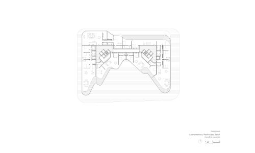 Apartamentos Penthoses en Beirut Diseño plano de planta novena de Cruz y Ortiz Arquitectos