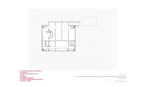 Ciudad del Flamenco en Jerez Diseño del Plano de la Planta Cota Cruz y Ortiz Arquitectos