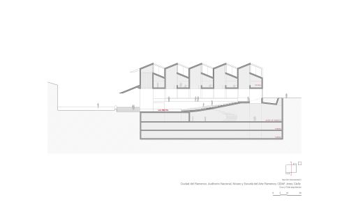 Ciudad del Flamenco en Jerez Diseño del Plano de la Seccion Transversal Cruz y Ortiz Arquitectos