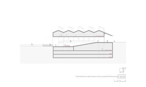 Ciudad del Flamenco en Jerez Diseño del Plano de la Seccion Transversal Cruz y Ortiz Arquitectos