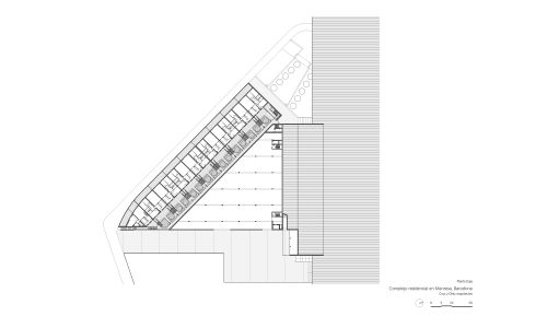 Complejo Residencial de Manresa Diseño de plano de planta baja de Cruz y Ortiz Arquitectos