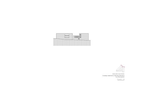 Complejo Residencial de Manresa Diseño de plano de alzado de acceso exterior norte de Cruz y Ortiz Arquitectos