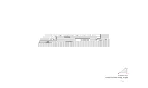 Complejo Residencial de Manresa Diseño de plano de alzado exterior sur de Cruz y Ortiz Arquitectos