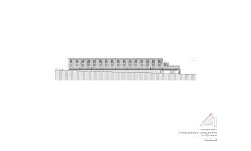 Complejo Residencial de Manresa Diseño de plano de alzado exterior oeste de Cruz y Ortiz Arquitectos