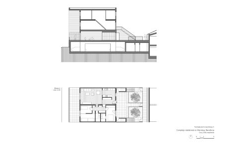Complejo Residencial de Manresa Diseño de plano de detalle de tipología de Cruz y Ortiz Arquitectos