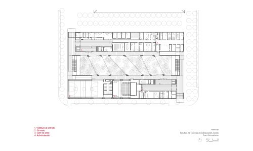 Facultad de Ciencias de la Educación en Sevilla Diseño de plano de planta baja de Cruz y Ortiz Arquitectos