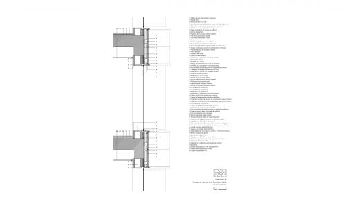 Facultad de Ciencias de la Educación en Sevilla Diseño de plano de detalle de ventana de patio interior de Cruz y Ortiz Arquitectos