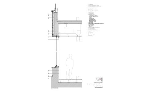 Oficinas de la Junta de Andalucía en Granada Diseño de plano de detalle de ventana de Cruz y Ortiz Arquitectos