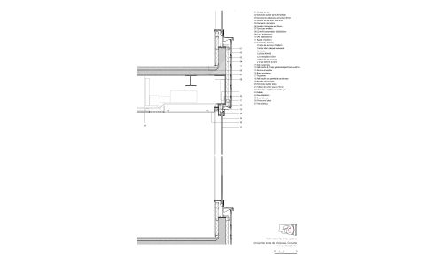 Oficinas de la Junta de Andalucía en Granada Diseño de plano de detalle de ventana de Cruz y Ortiz Arquitectos