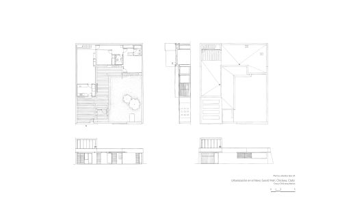 Plano de planta, alzado y sección de la Urbanizacion Sancti Petri de Chiclana Cadiz Cruz y Ortiz Arquitectos