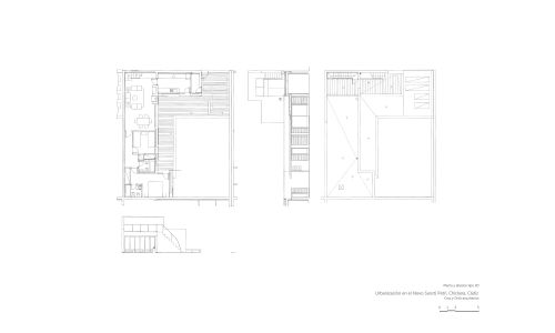 Plano de planta, alzado y sección de la Urbanizacion Sancti Petri de Chiclana Cadiz Cruz y Ortiz Arquitectos