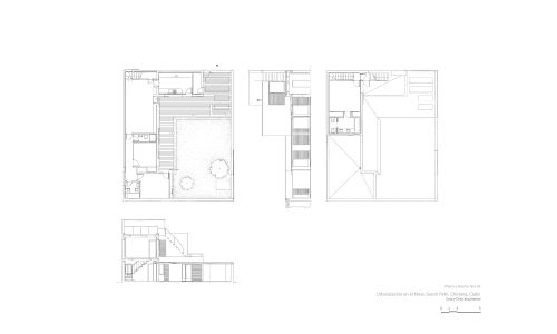 Plano de planta, alzado y sección de la Urbanizacion Sancti Petri de Chiclana Cadiz Cruz y Ortiz Arquitectos