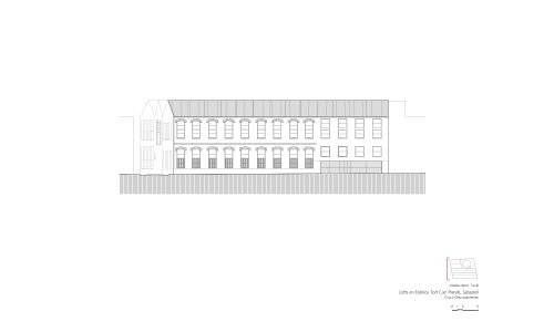 Lofts en Fabrica de Sabadell en Barcelona Diseño de plano de alzado oeste de Cruz y Ortiz Arquitectos