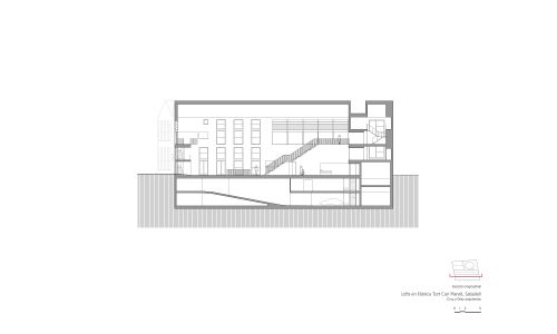 Lofts en Fabrica de Sabadell en Barcelona Diseño de plano de sección longitudinal de Cruz y Ortiz Arquitectos