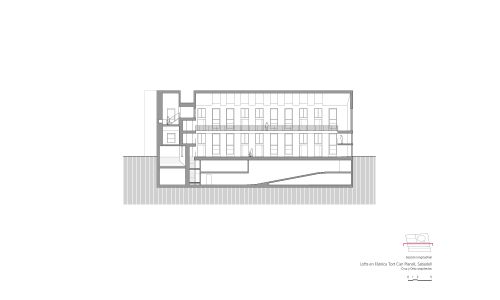 Lofts en Fabrica de Sabadell en Barcelona Diseño de plano de sección longitudinal de Cruz y Ortiz Arquitectos