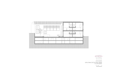 Lofts en Fabrica de Sabadell en Barcelona Diseño de plano de sección longitudinal de Cruz y Ortiz Arquitectos