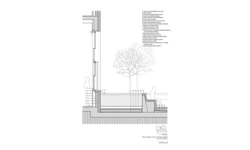 Lofts en Fabrica de Sabadell en Barcelona Diseño de plano de detalle de banco de Cruz y Ortiz Arquitectos