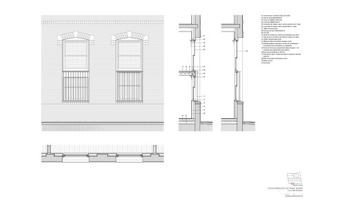 Lofts en Fabrica de Sabadell en Barcelona Diseño de plano de detalle de ventana de Cruz y Ortiz Arquitectos
