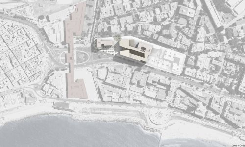 Administración General del Estado en Cadiz Diseño de vista aérea en centro histórico de Cruz y Ortiz Arquitectos