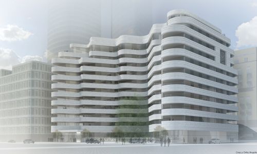 Apartamentos Penthoses en Beirut Diseño exterior de fachada con terrazas curvas retranqueadas de Cruz y Ortiz Arquitectos