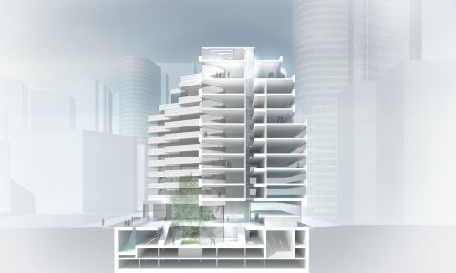 Apartamentos Penthoses en Beirut Diseño de sección de usos de Cruz y Ortiz Arquitectos