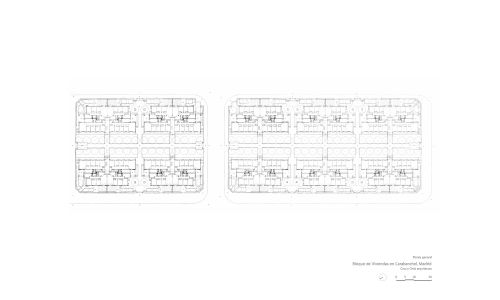Bloque de Viviendas en Carabanchel Madrid Diseño de plano planta general de conjunto Cruz y Ortiz Arquitectos