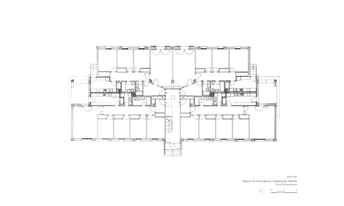 Bloque de Viviendas en Carabanchel Madrid Diseño del plano planta baja Cruz y Ortiz Arquitectos