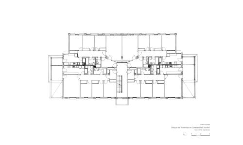 Bloque de Viviendas en Carabanchel Madrid Diseño del plano primera baja Cruz y Ortiz Arquitectos
