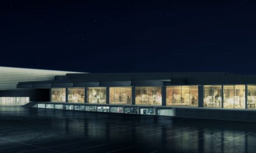 Centro de Colecciones de Museos Diseño exterior de iluminación nocturna de Cruz y Ortiz Arquitectos
