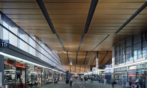 Estacion de Ferrocarril en Basilea Diseño del Interior de la galeria comercial Cruz y Ortiz Arquitectos