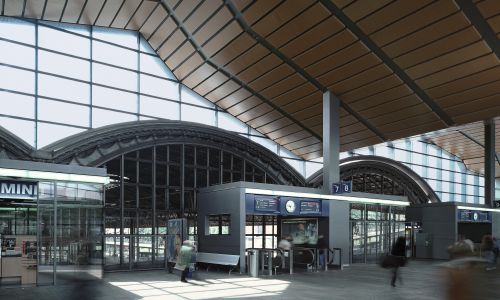Estacion de Ferrocarril en Basilea Diseño del Interior de las marquesinas y Andenes Cruz y Ortiz Arquitectos
