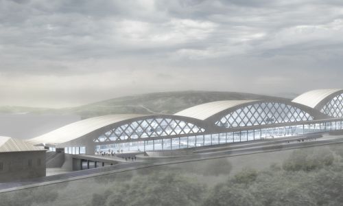 Estación de Ferrocarril de Ourense Diseño exterior de implantación e integración con la ciudad y el paisaje de Cruz y Ortiz Arquitectos