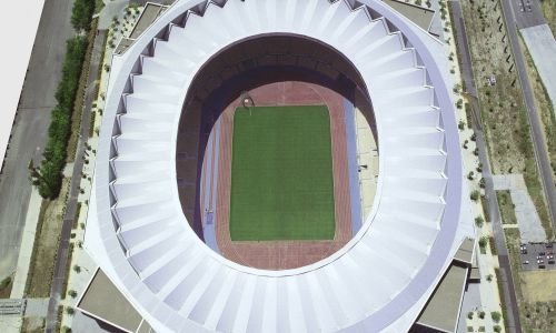 Estadio de la Cartuja en Sevilla Diseño del exterior aerea cubierta textil Cruz y Ortiz Arquitectos