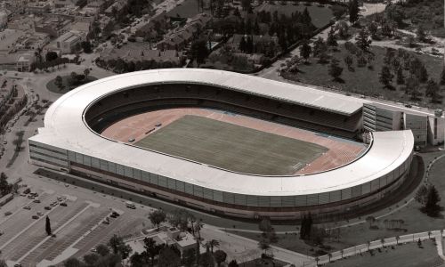 Estadio de Chapin en Jerez Cadiz Diseño del exterior vista aerea del hotel, centro alto rendimiento y cubierta Cruz y Ortiz Arquitectos