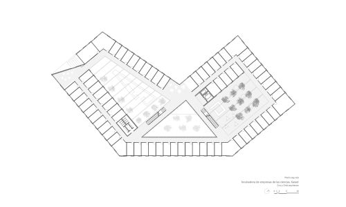 Incubadora de Empresas Diseño de plano de planta segunda de Cruz y Ortiz Arquitectos