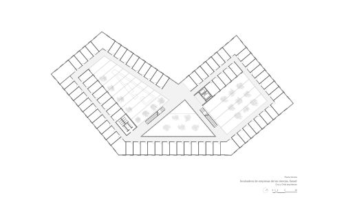 Incubadora de Empresas Diseño de plano de planta tercera de Cruz y Ortiz Arquitectos