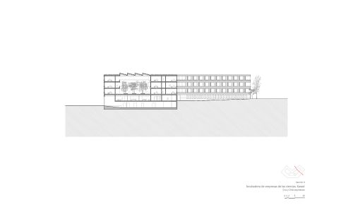 Incubadora de Empresas Diseño de plano de sección transversal de Cruz y Ortiz Arquitectos