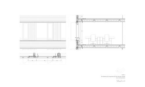 Incubadora de Empresas Diseño de plano de detalle de ventana en alzado planta y sección tipo 2 de Cruz y Ortiz Arquitectos