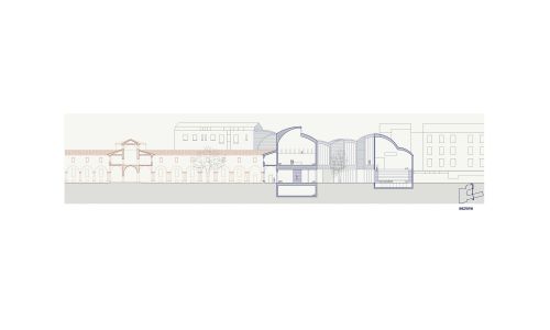 Ampliación de Museo de Arte Diocesano en Milan Diseño de plano de sección longitudinalde Cruz y Ortiz Arquitectos