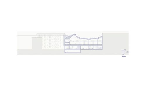 Ampliación de Museo de Arte Diocesano en Milan Diseño de plano de sección longitudinal de Cruz y Ortiz Arquitectos