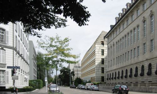 Oficina Central de Swiss Diseño exterior de fachada de Cruz y Ortiz Arquitectos