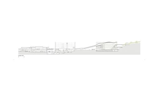 The Circle en Aeropuerto de Zurich Diseño de plano de sección transversal de Cruz y Ortiz Arquitectos