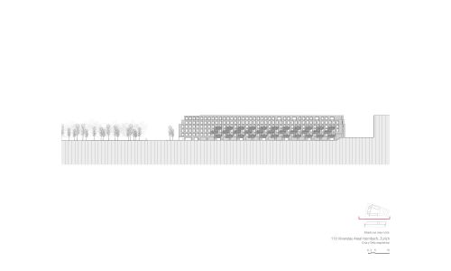 Viviendas Hornbach en Zurich Diseño de plano de planta quinta de Cruz y Ortiz Arquitectos