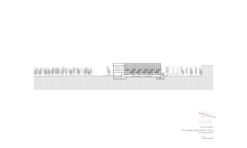 Viviendas Hornbach en Zurich Diseño de plano de sección longitudinal de Cruz y Ortiz Arquitectos