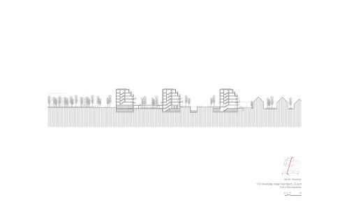 Viviendas Hornbach en Zurich Diseño de plano de sección transversal de Cruz y Ortiz Arquitectos