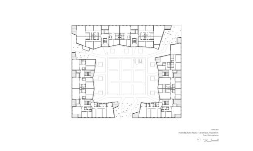 Viviendas el Patio Sevilla en Ceramique Maastricht Diseño de los Planos de Planta Tipo Cruz y Ortiz Arquitectos