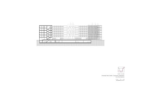 Viviendas el Patio Sevilla en Ceramique Maastricht Diseño de los Planos del Seccion Longitudinal Cruz y Ortiz Arquitectos