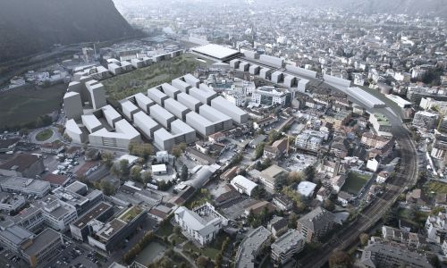 Estación de Ferrocarril de Bolzano Diseño de ordenación de viviendas y oficinas de Cruz y Ortiz Arquitectos