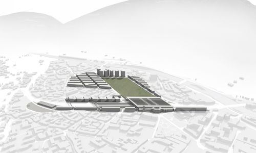 Estación de Ferrocarril de Bolzano Diseño de ordenación de viviendas integrada en la trama urbana y oficinas de Cruz y Ortiz Arquitectos